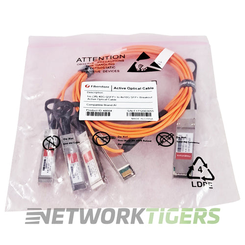 NEW Fiberstore QSFP-4SFP10G-AOC 2m 100GB QSFP28 Direct Attach Copper Cable